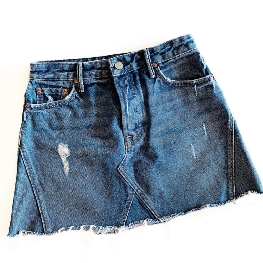 Grlfrnd Raw Hem Denim Mini Skirt Size 26